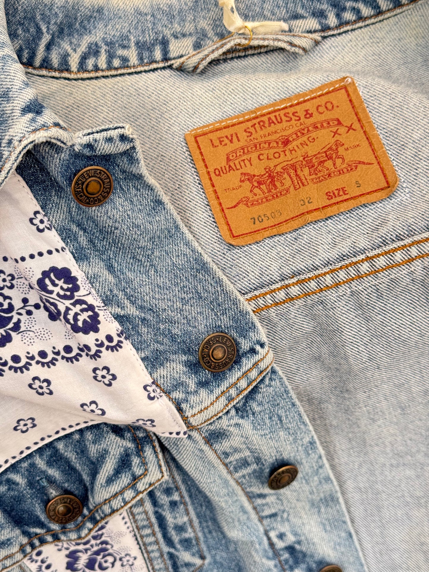 Levi's Denim Trucker jacket with bandana patchwork
