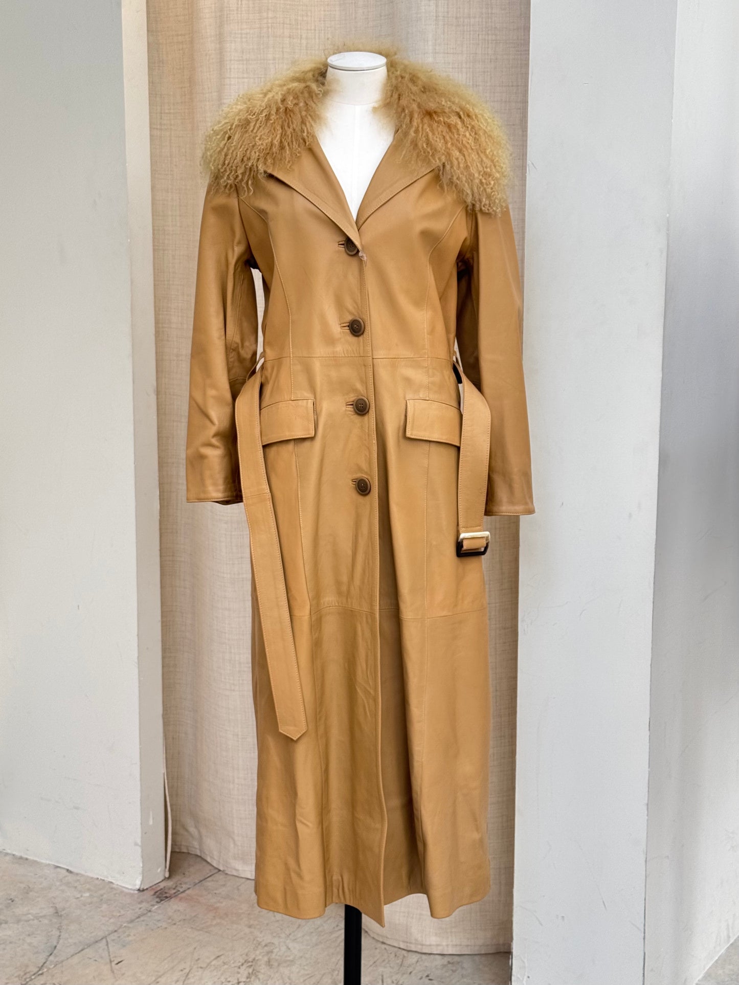 90’s 100% leather and fur coat