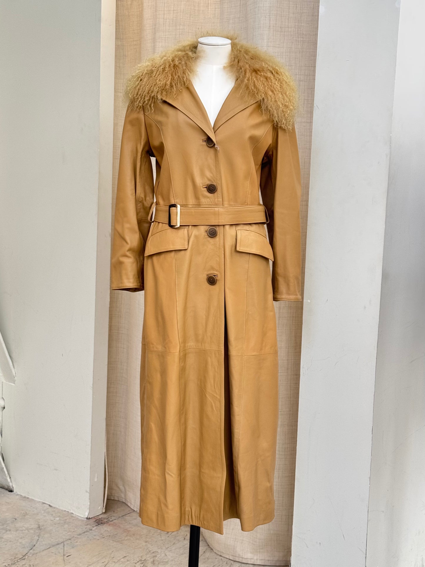 90’s 100% leather and fur coat
