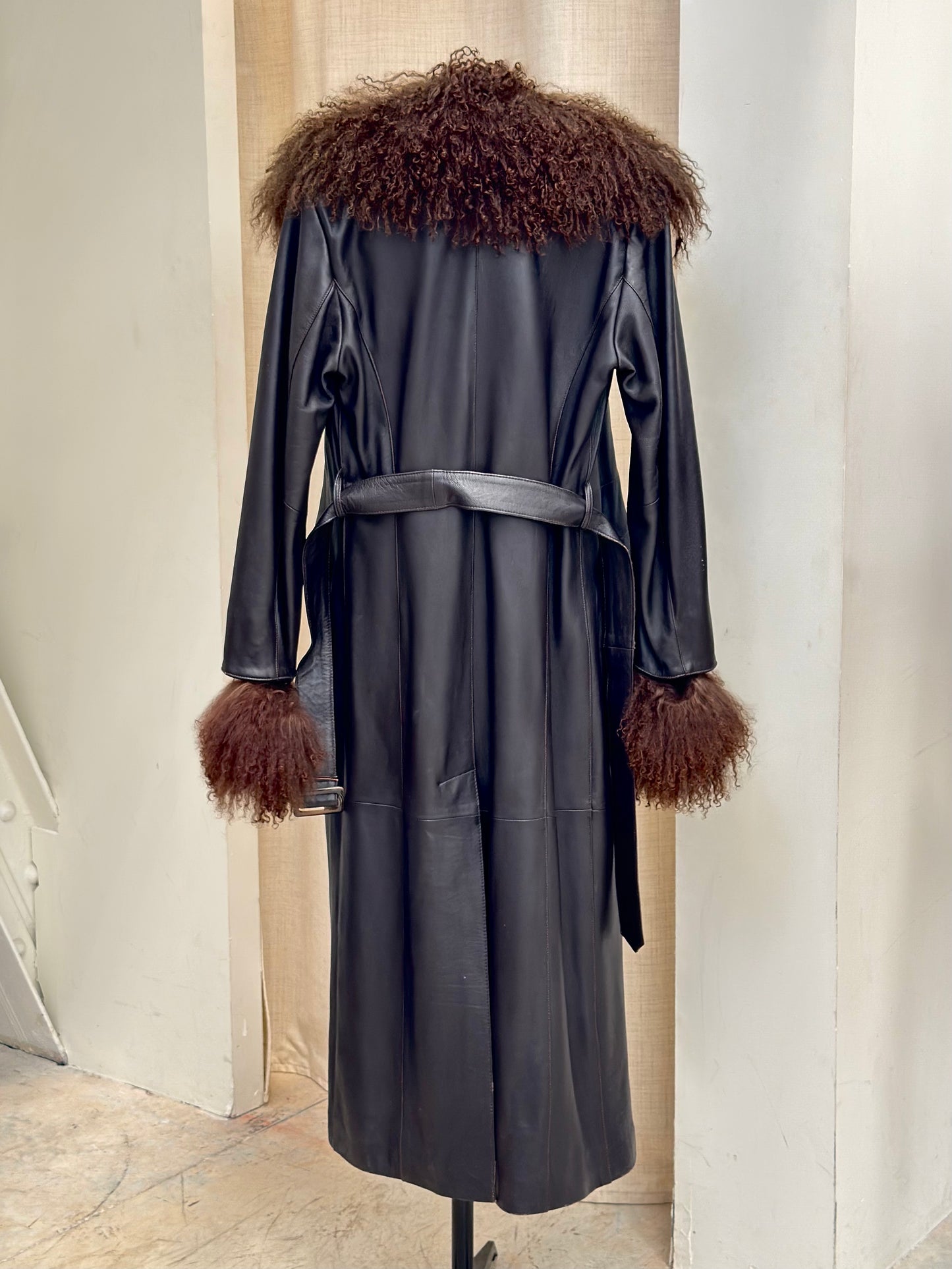 1990s leather and fur coat