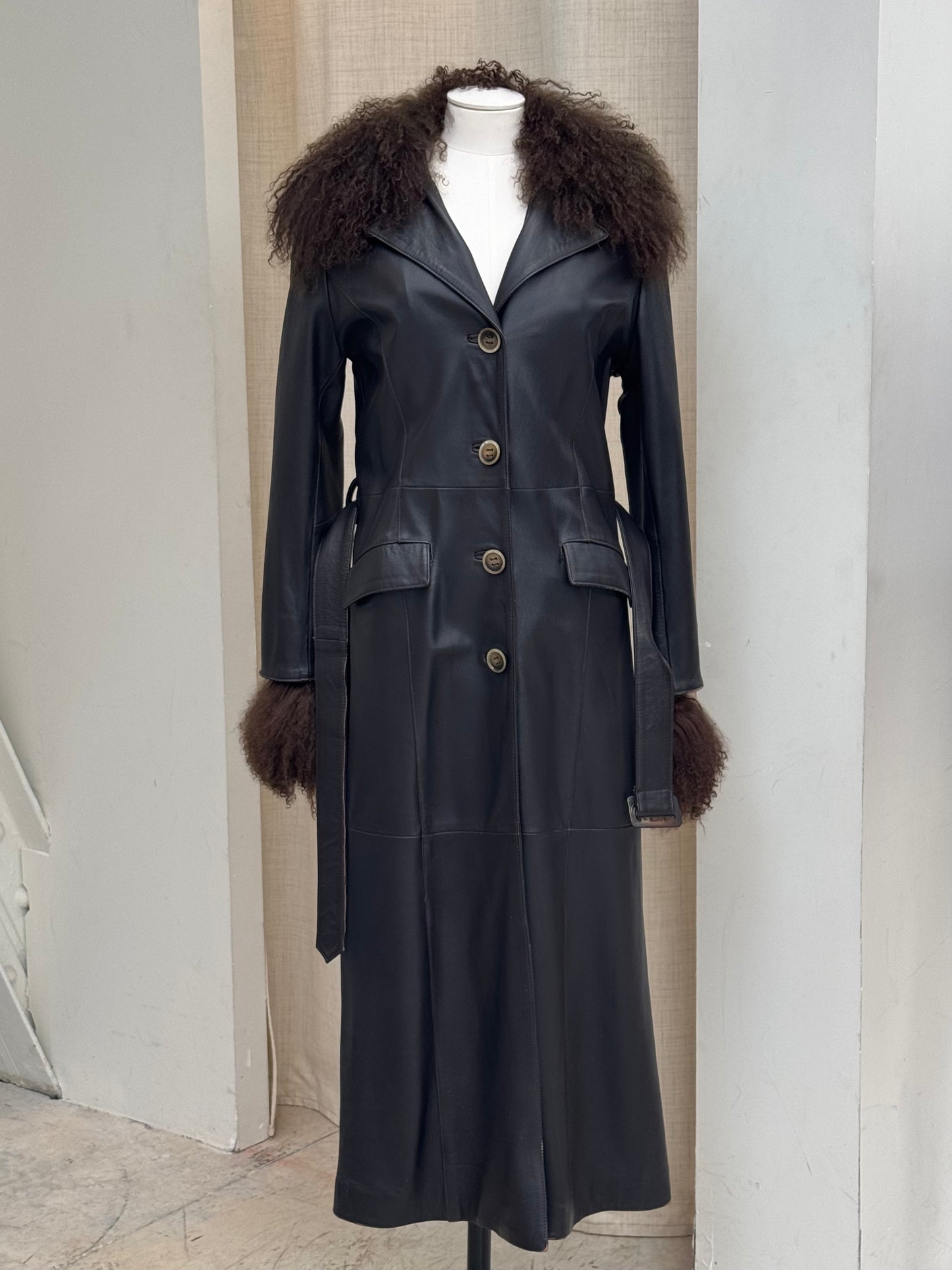 1990s leather and fur coat