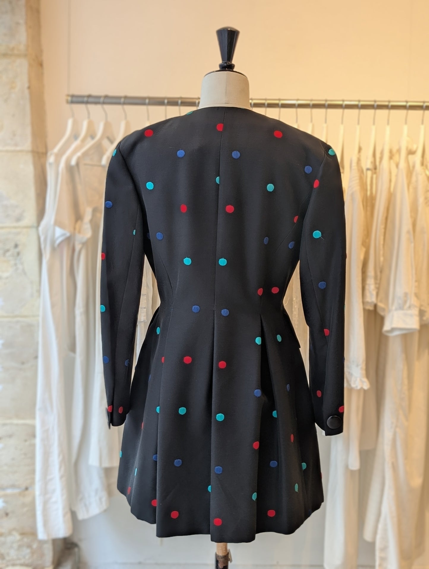80' George Rech palka-dot coat-dress