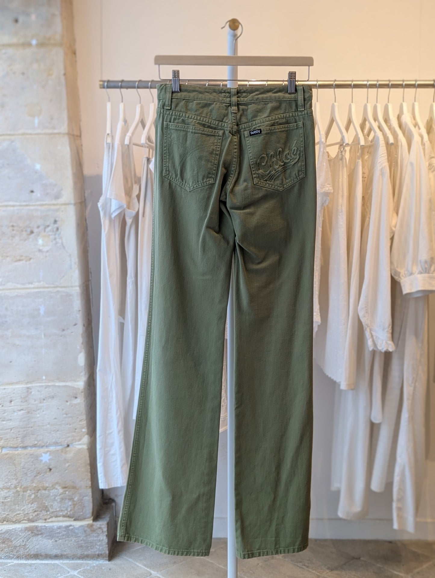 Chloé khaki low-rise jeans