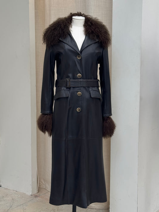 1990s leather and fur coat
