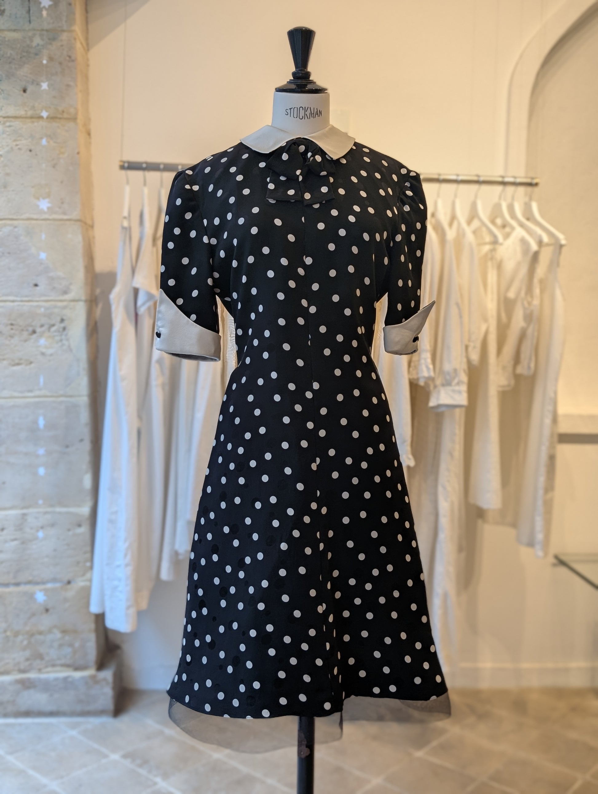 polka dot dress silk SILK POLKA DOT DRESS AGATA, hand made - MOMO NEW YORK
