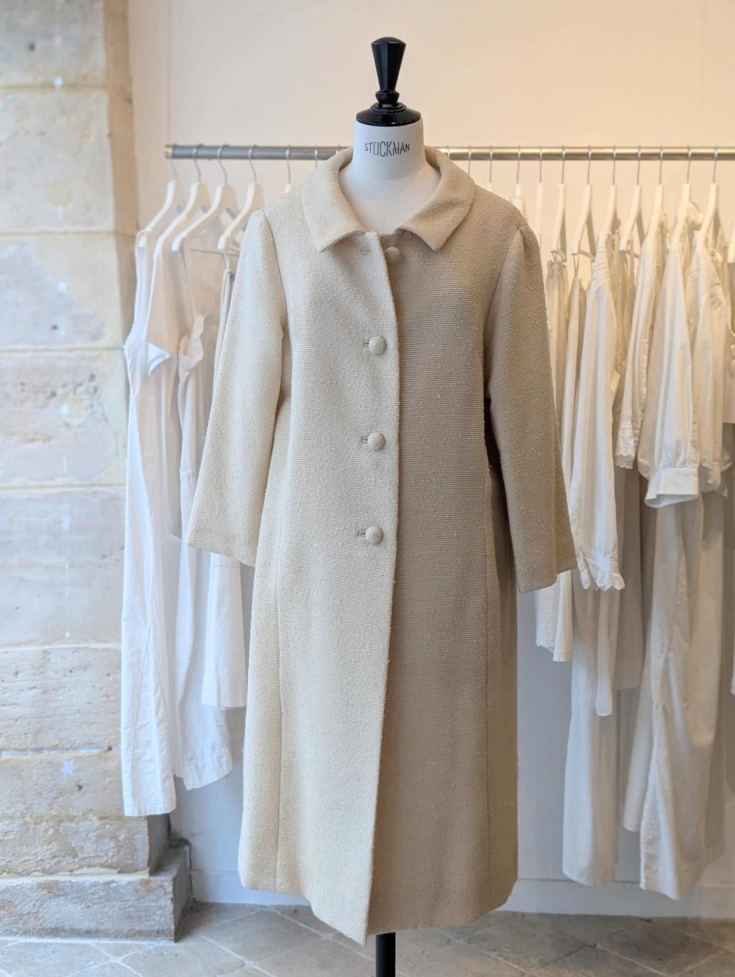 50's cream wool coat