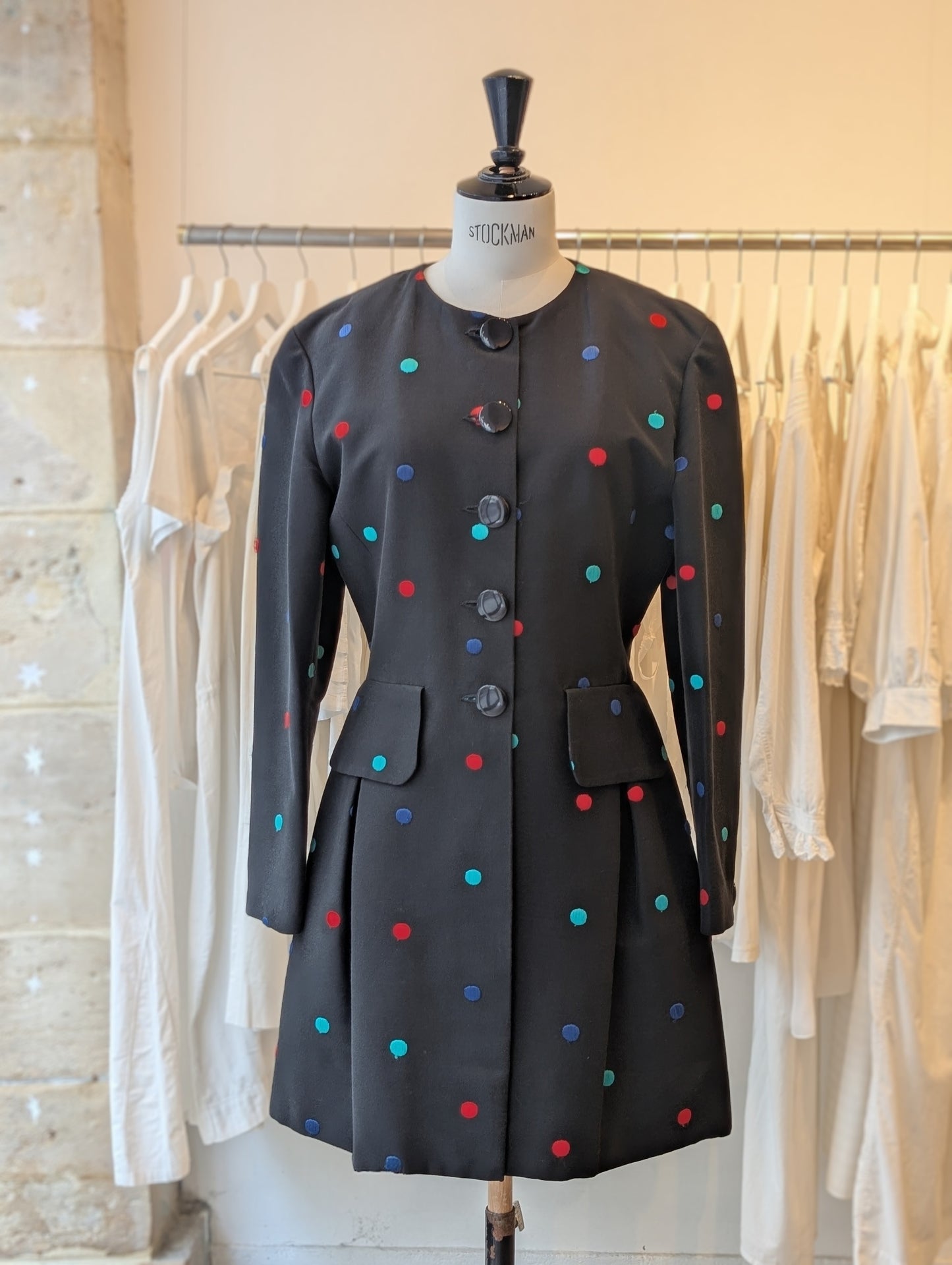 80' George Rech palka-dot coat-dress