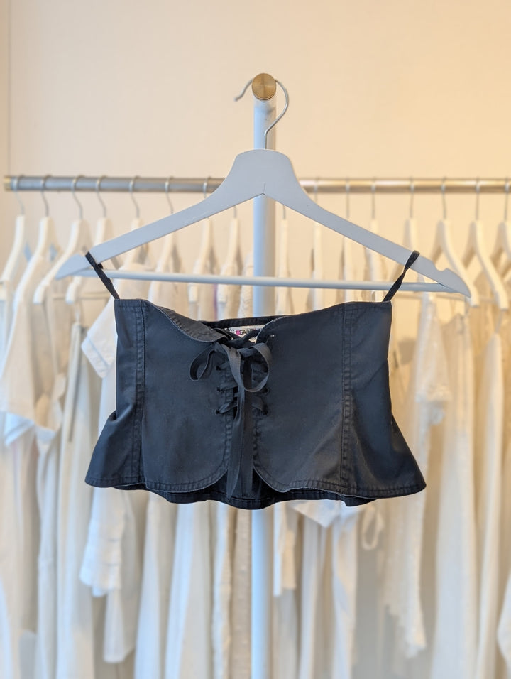 70's Saint Laurent black corset