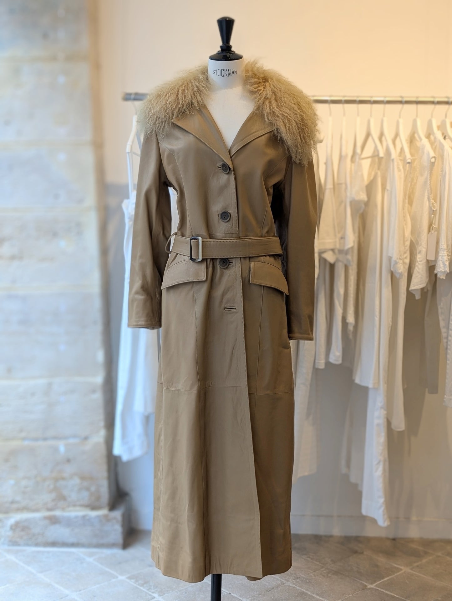 90’s 100% leather and fur coat